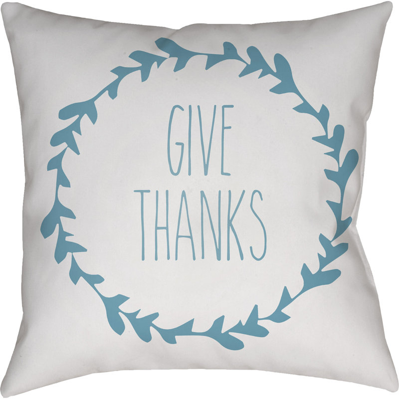  Indoor/Outdoor Throw Pillow, 18" H x 18" W x 4" D, White/Blue