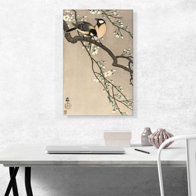 «Tits on a Cherry Branch» par Ohara Koson - reproduction d'art sur toile tendue
