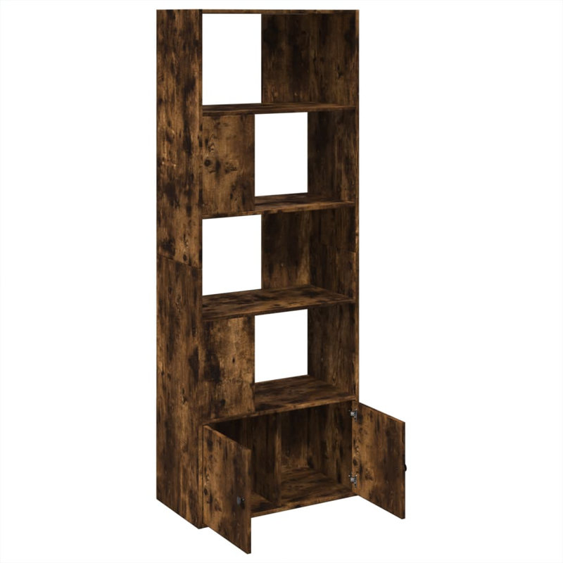 Augustinas 189cm H Bookcase, (5 Shelves) 189cm H x 70cm W x 36cm D, Smoked Oak