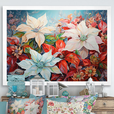 " Poinsettias White And Red Blossom "