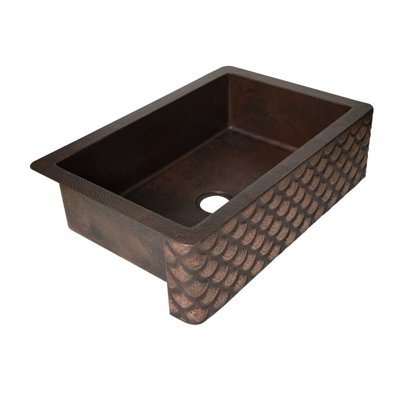 Évier de cuisine à tablier frontal en cuivre martelé 33 po x 22 po Ambiente