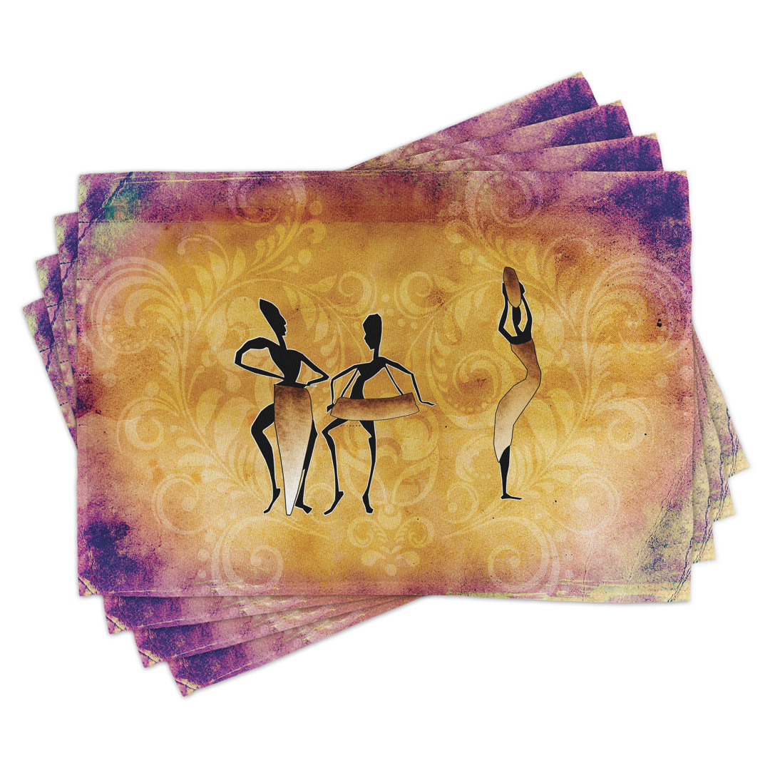 Platzdeckchen 4er-Set, tanzende Native Women, Tan Purple