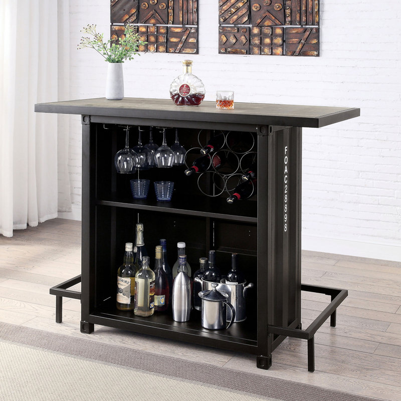 Bar avec rangement pour le vin Callao, Noir