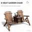Causeuse double Adirondack, chaise Adirondack double en bois avec seau à glace, causeuse d'extérieur avec dossier haut