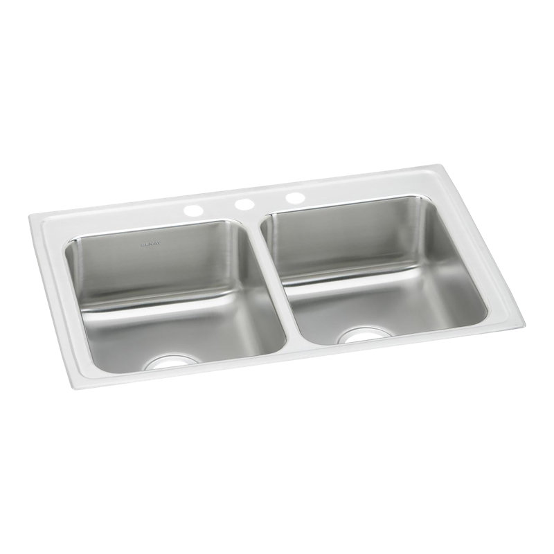 Évier de cuisine à double cuve encastrable L 33 po x l 21,25 po Lustertone, 3 trous