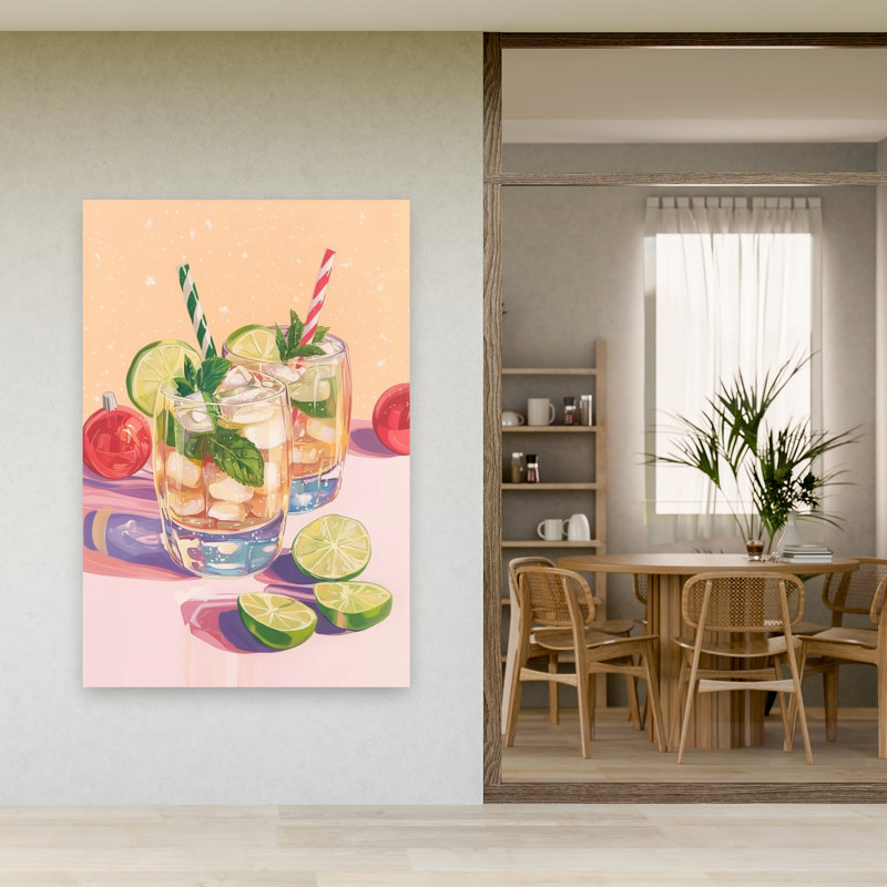 «Refreshing Festive Drinks Vibrant Contemporary Summer», reproduction d'art mural, H 60 po x l 40 po