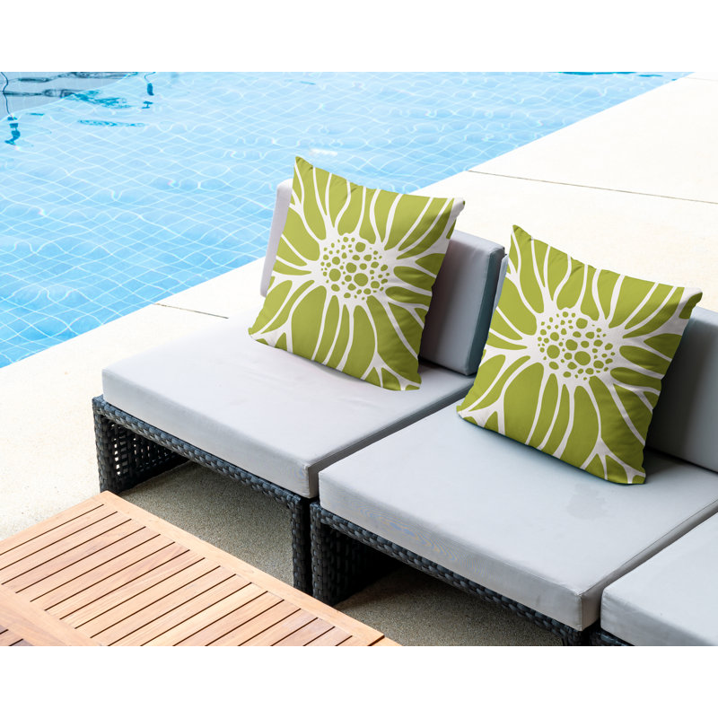 Housse et insert de coussin décoratif intérieur / extérieur en mélange de polyester, L 15 po x H 15 po, Chartreuse