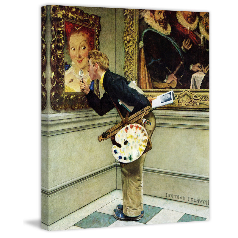 « art critic » par norman rockwell, reproduction d’art sur toile tendue, H 29 po x l 24 po