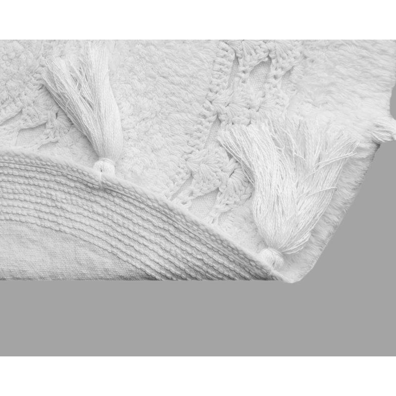 Abinash 100% Cotton Bath Rug, White
