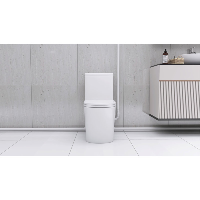 Upflush Toilet For Basement, 600W Macerating Toilet System With Powerful Dual Flush, Elongated 17.25 ADA Comfort, Soft-Close Seat, 3 Water Inlets Connect To Sink, Shower, White