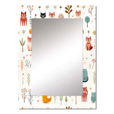 Frisco Minimalist Cute Childrens Animals - animal print  Wall Mirror, Casual Decorative Mirror, Printed Metal Art