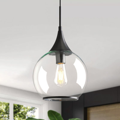 Luminaire suspendu simple à 1 lumière avec verre transparent