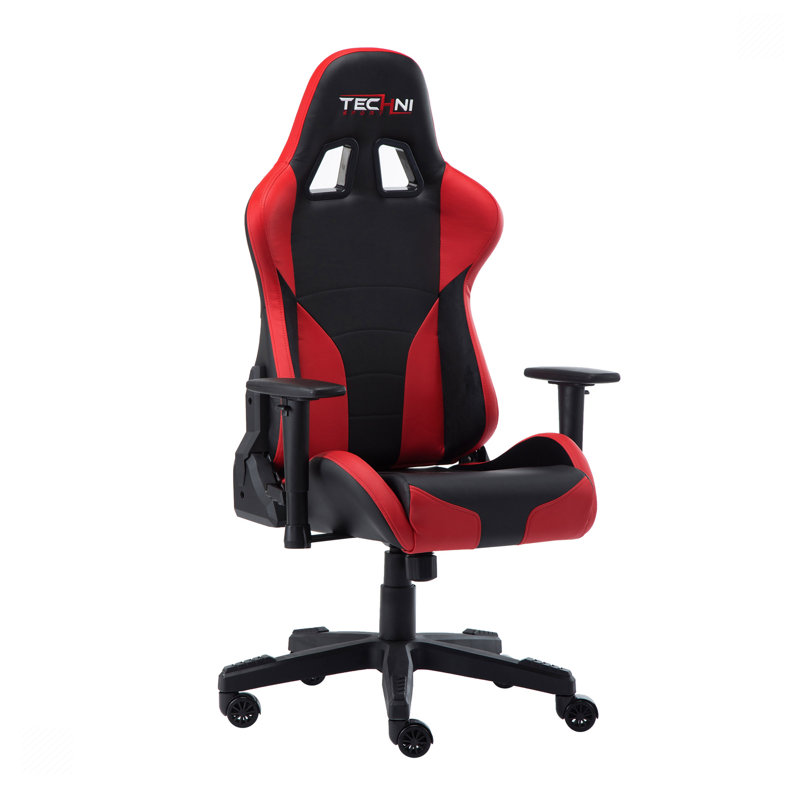 Red and Black Ergonomic PU Leather Gaming Chair with Lumbar Support