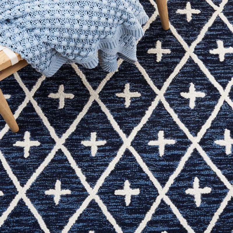 Tapis bleu marine / ivoire Metro 460, Rectangle de 5 pi x 8 pi