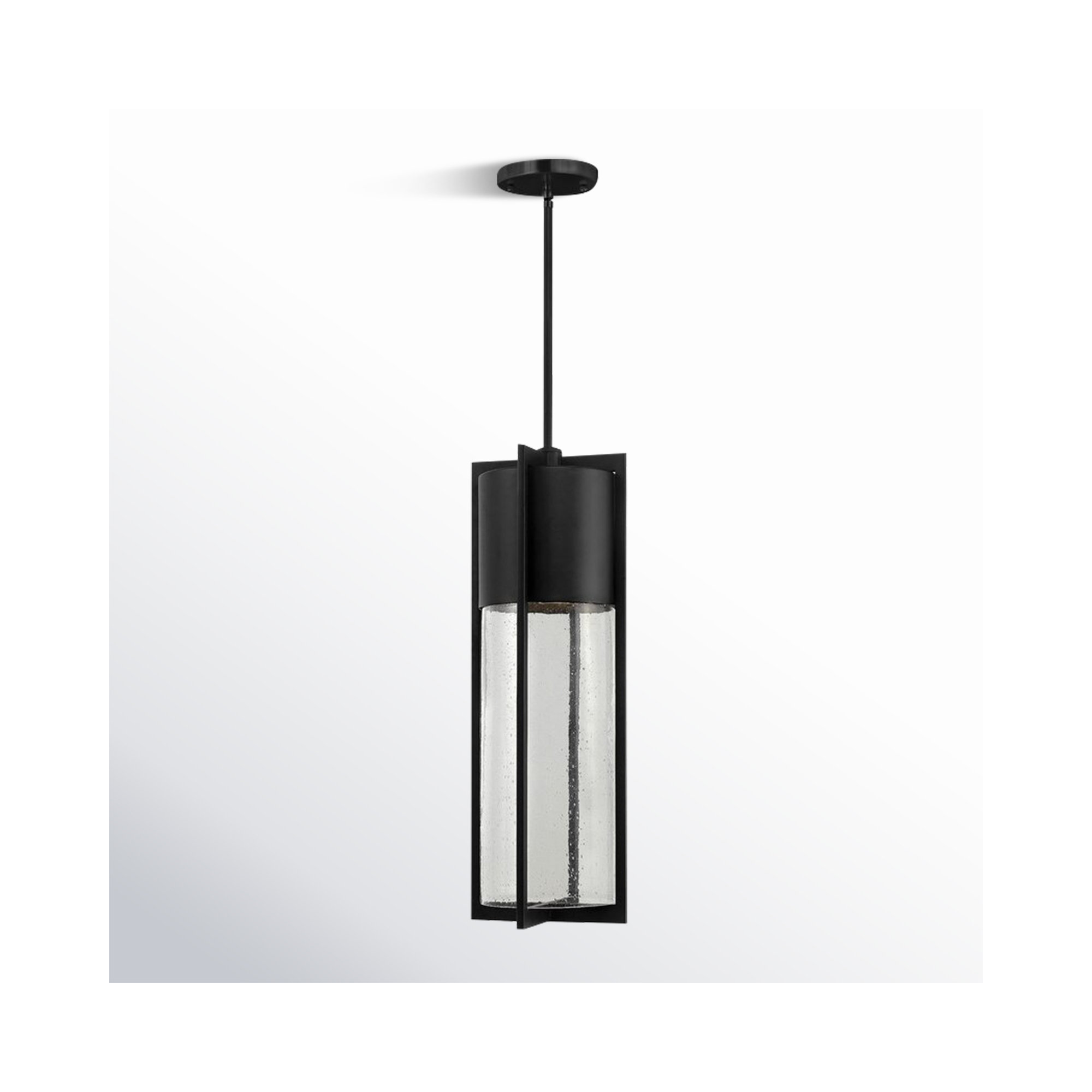 Bandit Seeded Outdoor Metal Pendant, Black, Incandescent, 24.5" H x 8.25" W