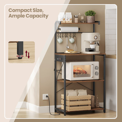 Luciano 4-Tier Kitchen Bakers Rack With Power Outlet