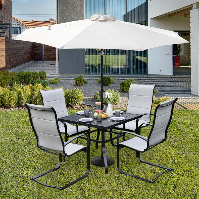 4 - Person Patio Dining Set with Square Table, Light Gray