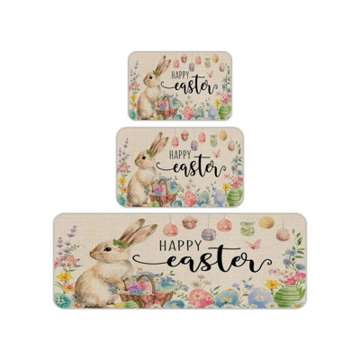 Ensemble de 3 tapis de cuisine beige pour lapin et cuisine