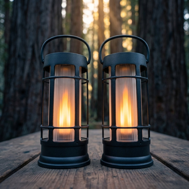 Lanternes solaires métalliques Foxflame pour l'extérieur, étanches, effet flamme breveté, lot de 2, 2 Pack