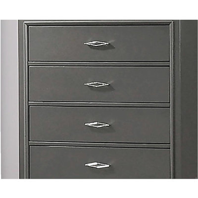 1 pièce Commode 5 tiroirs en acrylique de style contemporain avec pieds en métal gris