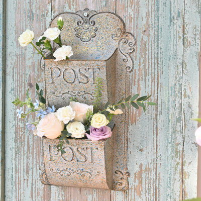 Vintage Metal Wall Planter for Outdoor/Indoor Plants,Planter for Faux Flowers Plants Dispaly,Wall Storage Organizer for Letters Post Card