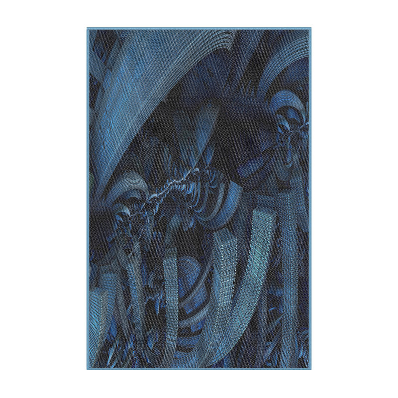 Tapis bleu marine tissé à la machine, Rectangle 6 pi x 9 pi