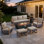 Ensemble de mobilier de patio pour 7 personnes avec table de foyer, ensemble de conversation en osier toutes saisons avec chaise et coussins épais Drazen