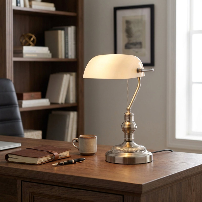 Lampe de table Kandace, Blanc, Nickel
