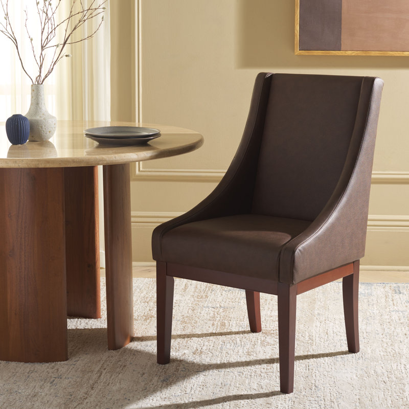 Morris Upholstered Club Chair, Brown Faux Leather