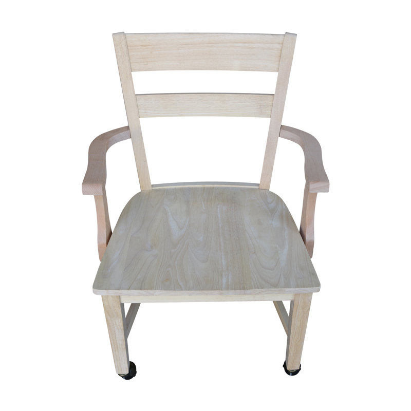 Neven Unfinished Solid Wood Armchair with Casters