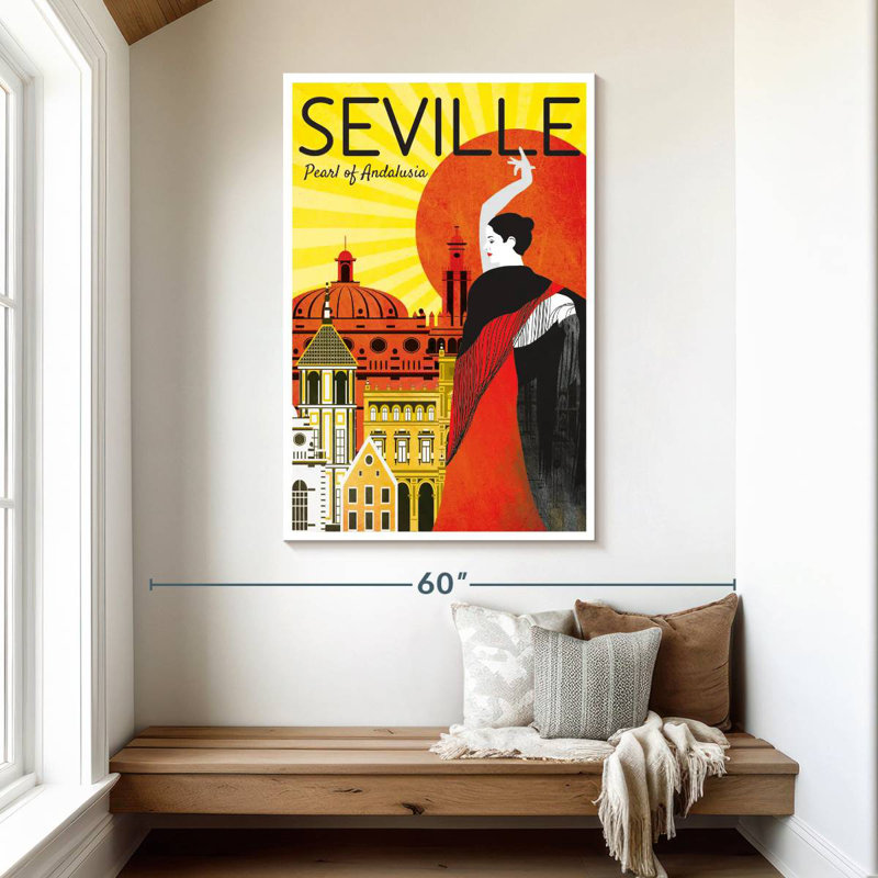 Séville perle d'Andalousie, affiche rétro, H 48 po x l 32 po