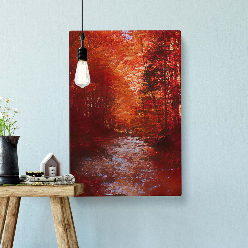 The Woodland Stream In Abstract - Print, 75 cm H x 50 cm W x 3 cm D, Wrapped Canvas