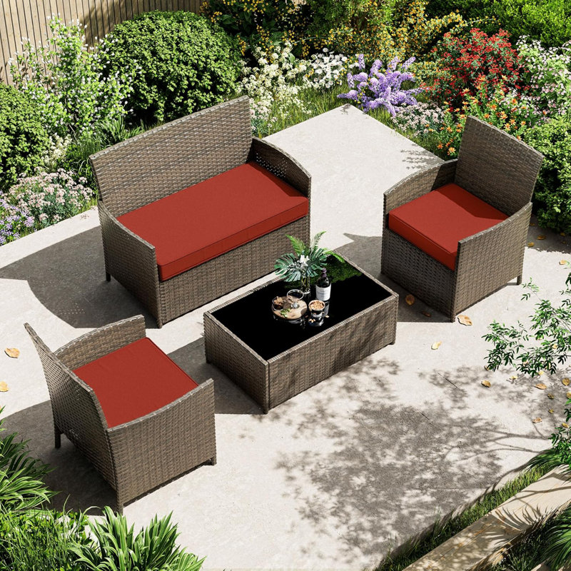 Outdoor Seat Cushions (Set Of 3), Terra Red