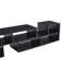 Meuble télé réglable modulaire, console de rangement ouverte noire, centre de divertissement moderne avec plusieurs compartiments, tablette multimédia Freestyle pour la chambre du salon