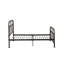 Lit double gris sablé avec fonte industrielle, sans sommier, système de lattes, fabrication en métal, cuivre brossé à la main, base de 8 po x 15 po, plancher de 13 po, lit limité de 330 lb, fonte, pieds de 38 po, soudé