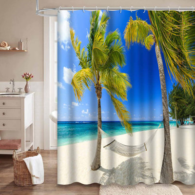Palmiers sur la plage, Grand Island, paysage tropical avec 12 crochets