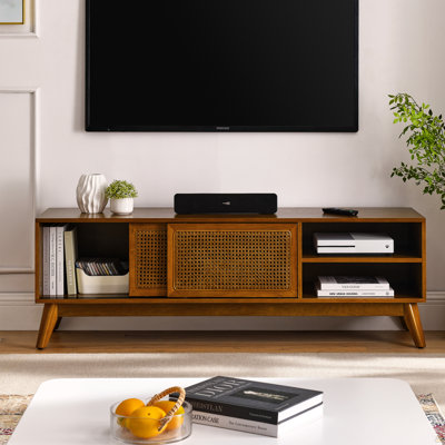 Meuble télé 59 po Mid-Century Rattan Modern
