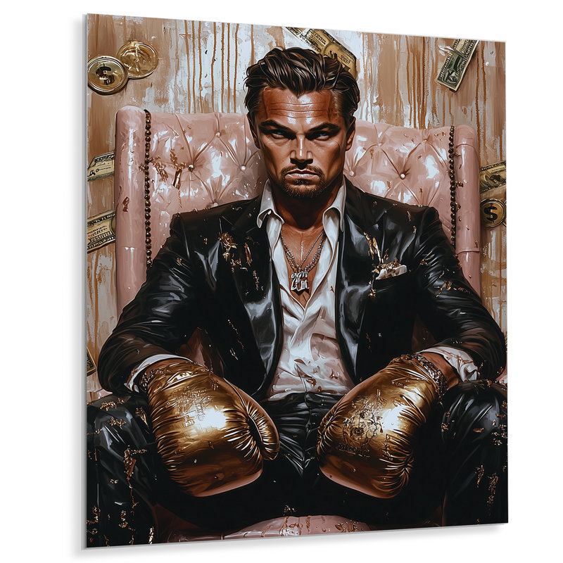 Décoration murale loup de Wall Street - homme, Sans cadre, métal, H 32 po x l 16 po