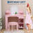 Kids Vanity with Lighted Mirror & Stool. Little Girls Vanity with Adjustable LED Light. Bookshelf. Storage Drawer & Shelves for Girls 3-9.-1439151799