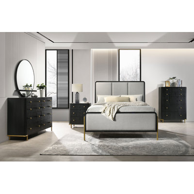 Maxine 5-piece Queen Bedroom Set Black and Grey