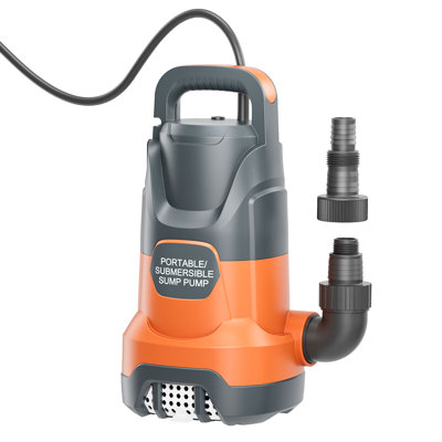 Submersible Sump Pump 1.6HP 4700GPH, High-Flow Water Transfer Pump for Fast Manual Drainage, with Practical Adapters for Convenient Drainage Setup, for Pool Draining Flooded Basements Garden Ponds Hot Tubs and Outdoor Cleanup