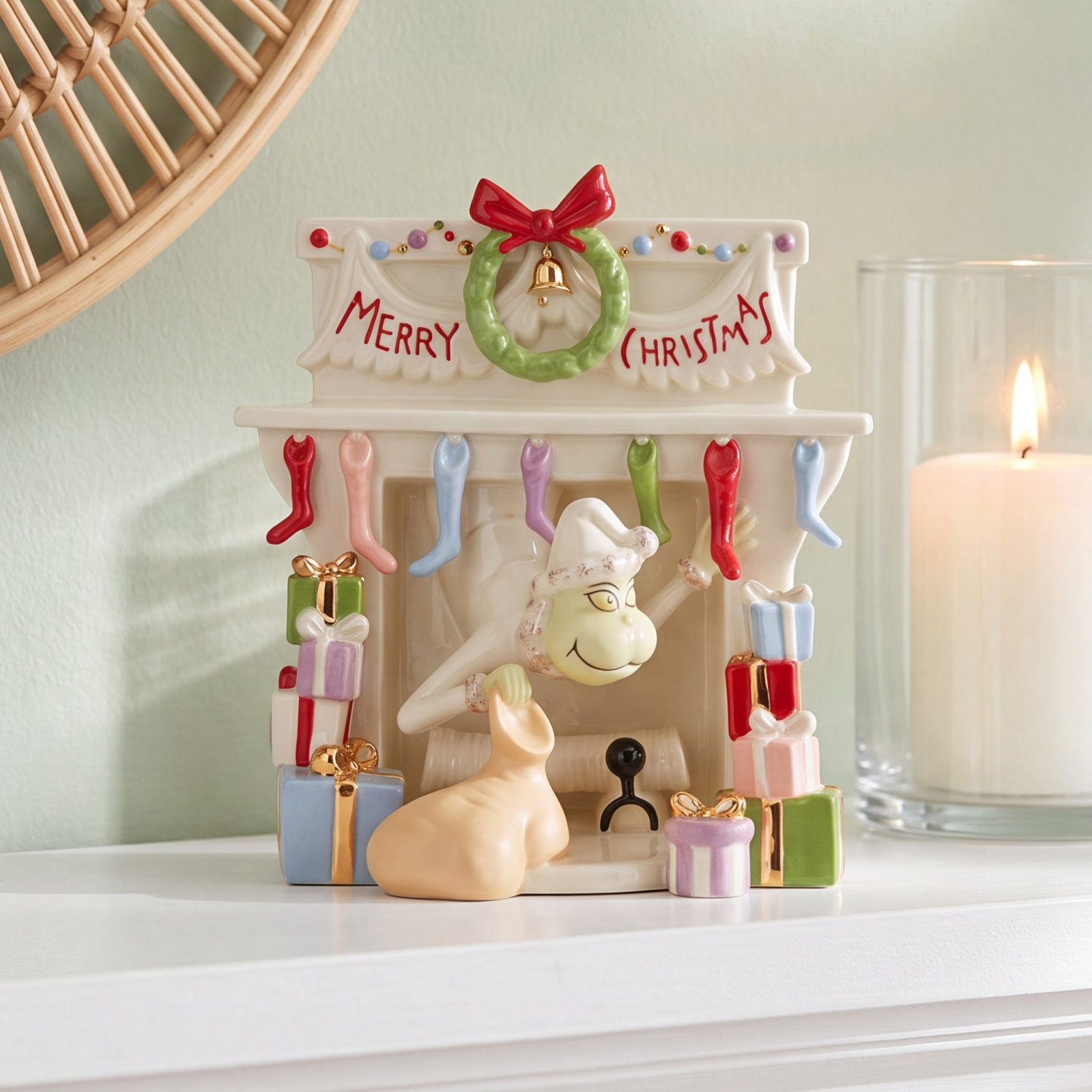 Grinch Stealing Stockings Figurine