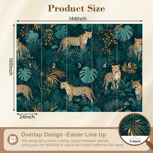 Red Barrel Studio Modern Peel and Stick Wallpaper Leopard Green Jungle ...