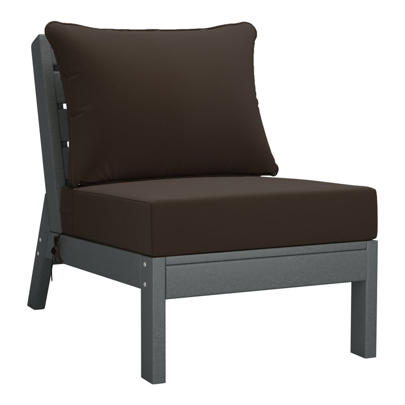 Deep Seating Armless Chair With Cushions, Brown, Gray