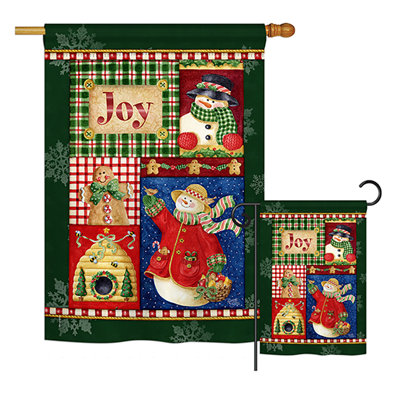 « joy snow », impression de noël en polyester de 2 côtés 40 x 28 po ensemble de drapeau