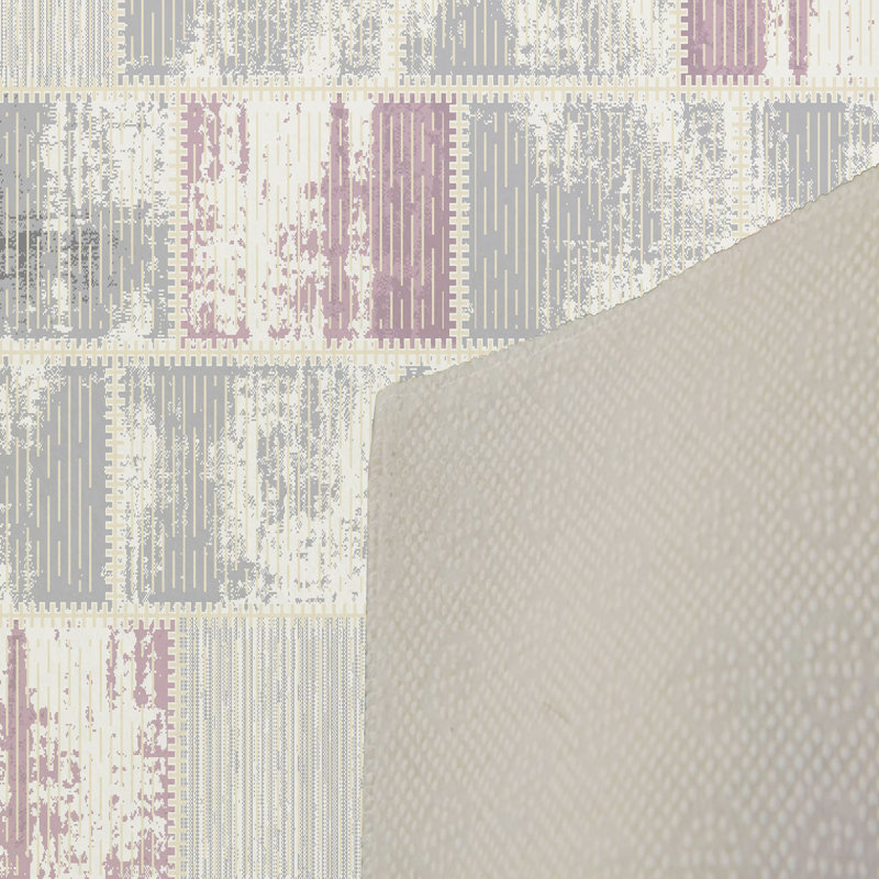 Tapis gris / mauve en polyester tissé à la machine Mclamb, Rectangle 2 pi 7 po x 3 pi 11 po