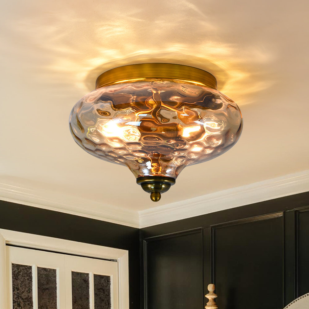 Darrus 2 - Light Water Pattern Glass Flush Mount Rosdorf Park Fixture 