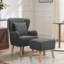 Aeroome Upholstered Wingback Chair With Footstool-1048127151
