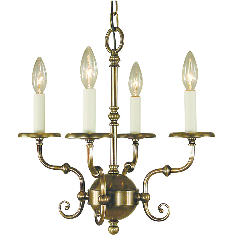 Style bougie classique/traditionnel 4 lumières lustre Jovan, Laiton antique