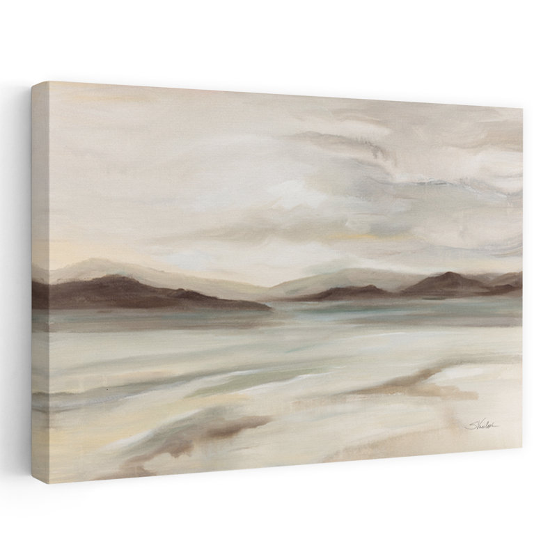 Silence contemporain gris paysage brun côte, H 48 po x l 32 po